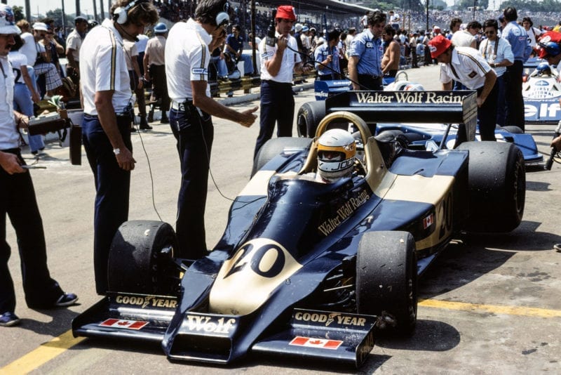Wolf's Jody Scheckter at the 1977 Brazilian Grand Prix, Interlagos.