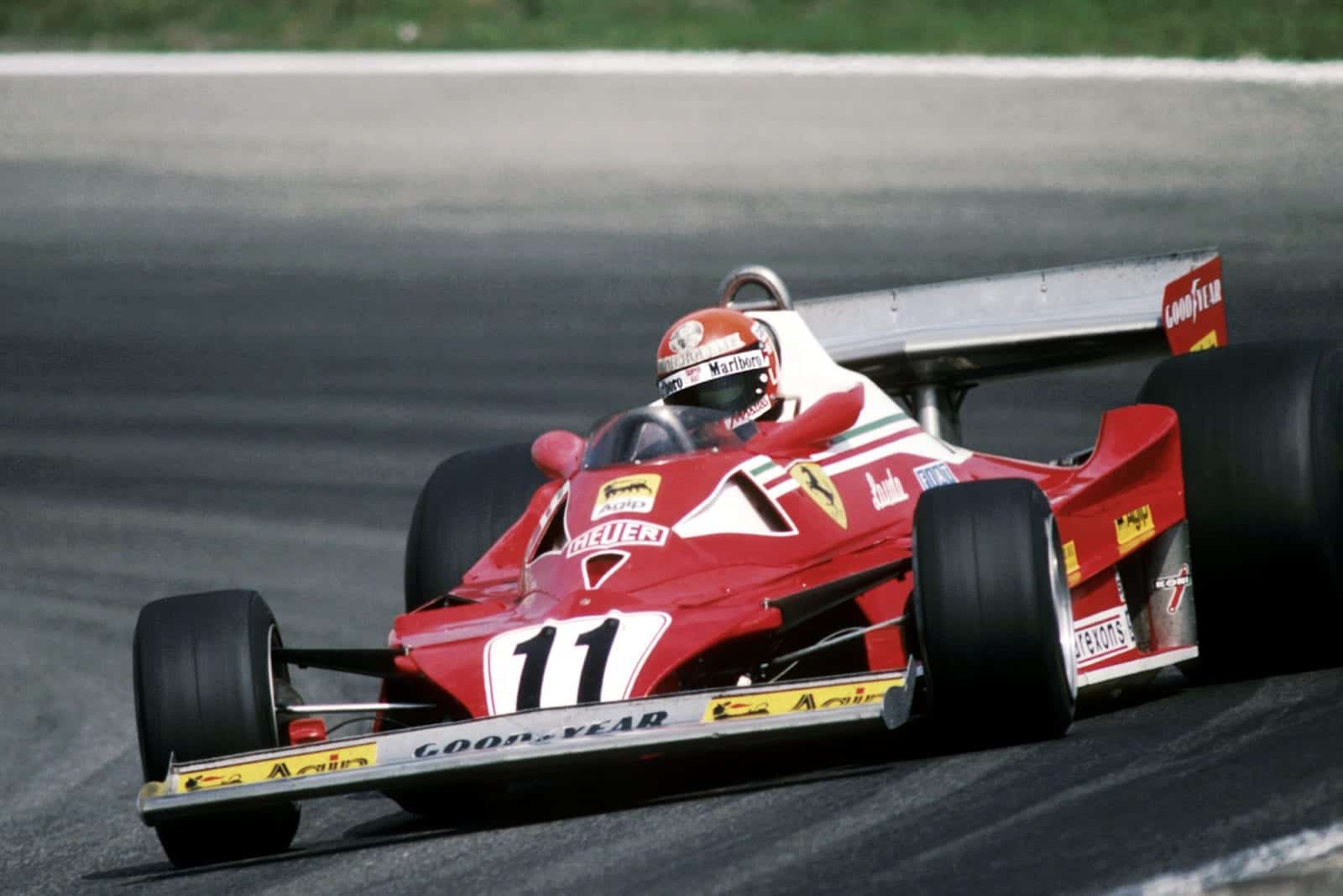 Niki Lauda (Ferrari) driving at the 1977 Dutch Grand Prix, Zandvoort.