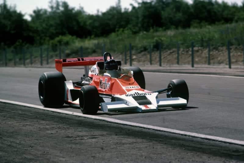 James Hunt (McLaren) at the 1977 French Grand Prix, Dijon.