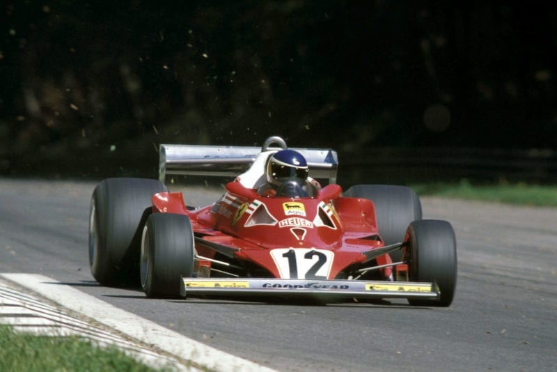 Carlos Reutemann (Ferrari) driving at the 1977 Italian Grand Prix, Monza.