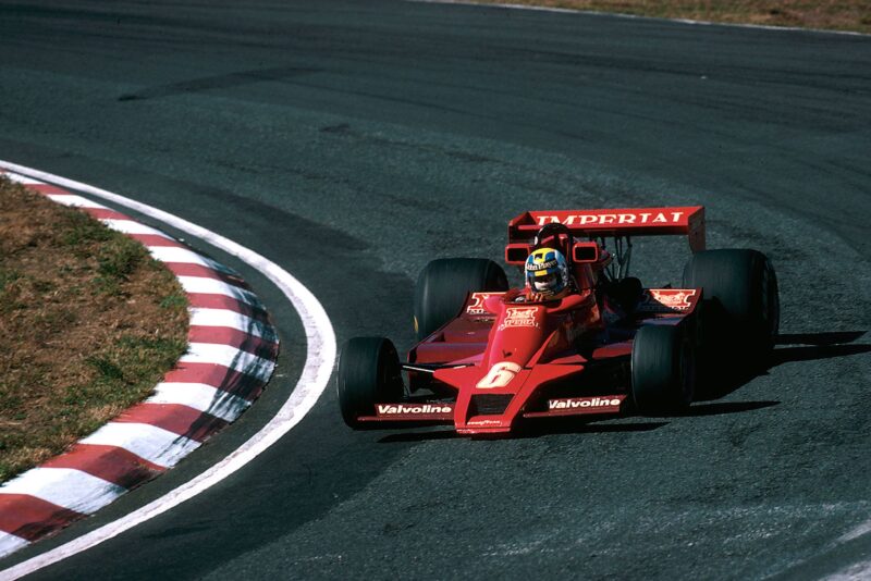 Gunnar Nilsson (Lotus) running a one-off red Imperial Tobacco livery, 1977 Japanese Grand Prix, Fuji.