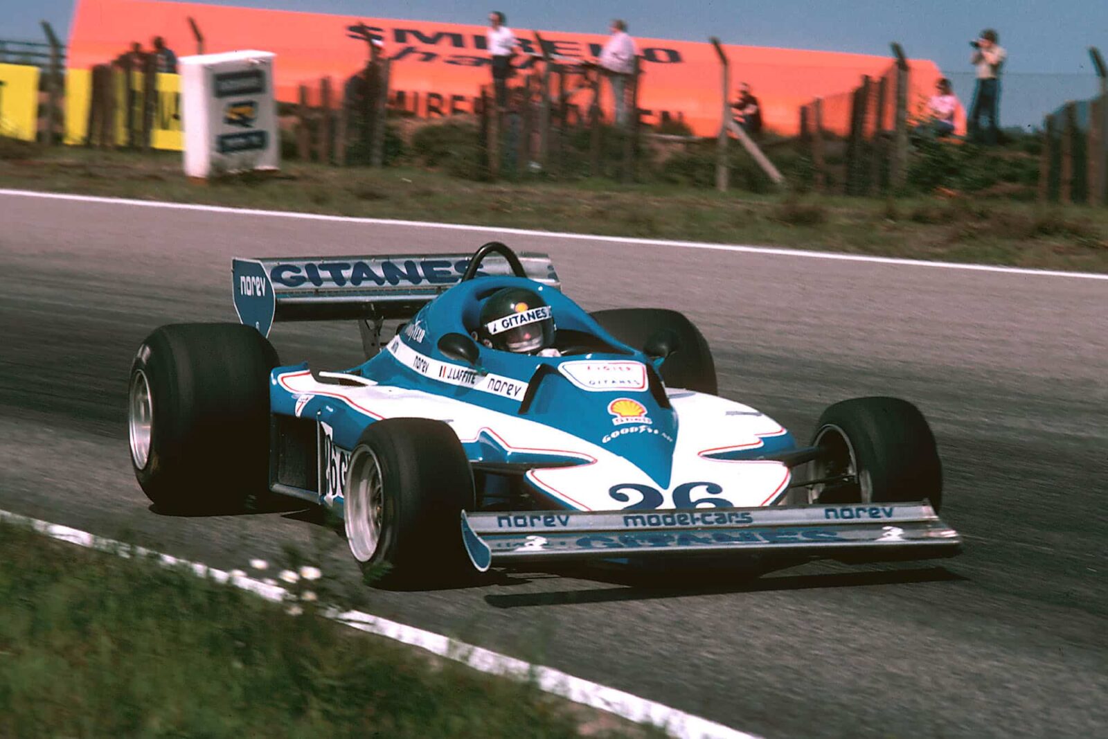 Jacques Laffite (Ligier) at the 1977 Swedish Grand Prix, Anderstorp.