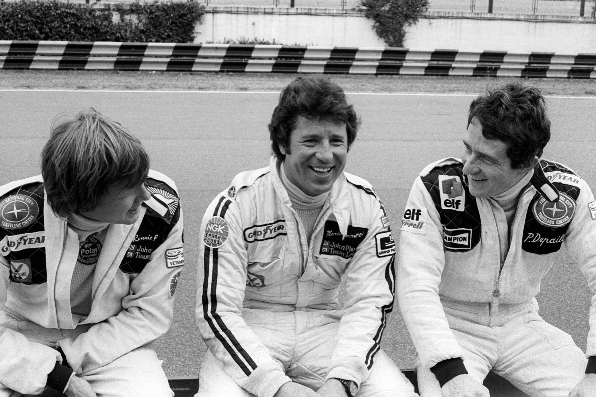 Mario Andretti (Lotus) sits on the pitwall at the 1978 Argentine Grand Prix, Buenos Aires.