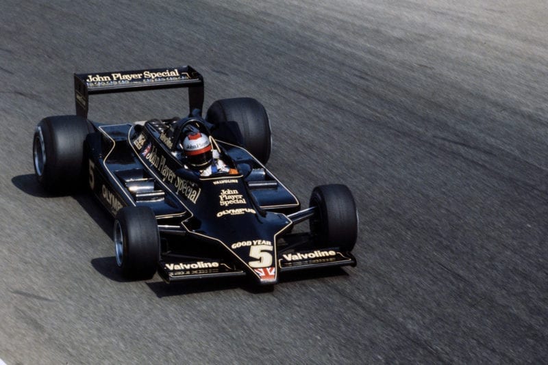 Mario Andretti (Lotus) driving at the 1978 Italian Grand Prix, Monza.