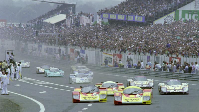 Porsches lead at the start of 1988 Le Mans 24 Hours