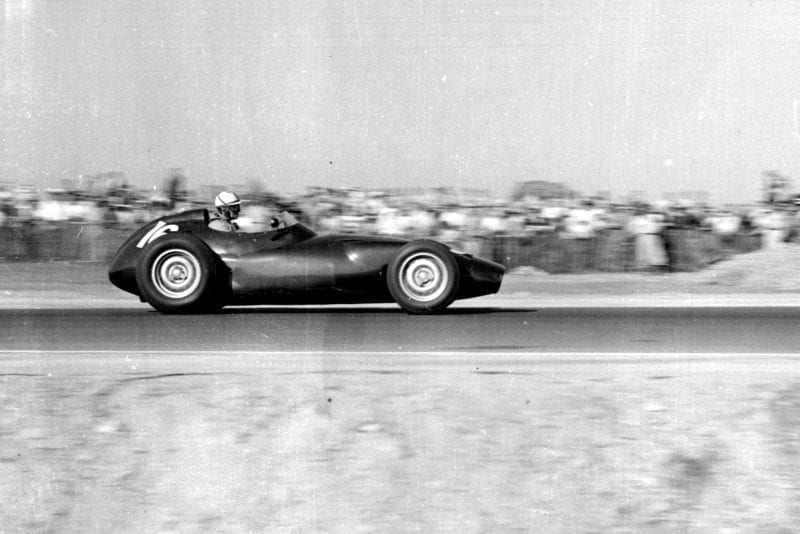 Harry Schell driving his BRM P25 to 5th place.