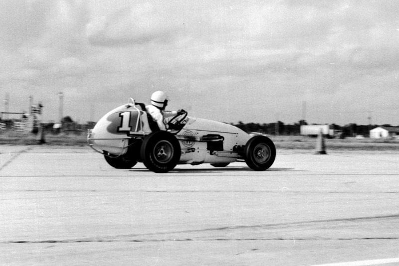 Rodger Ward pushing his Kurtis-Kraft Offenhauser.