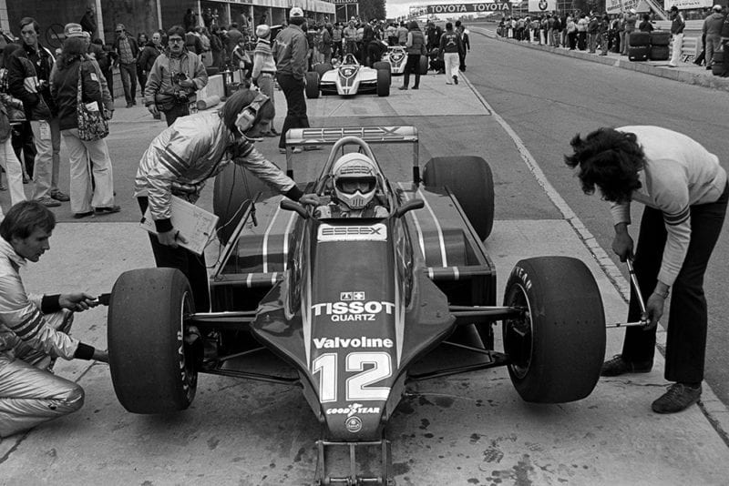 Elio de Angelis pits in his Lotus 81.