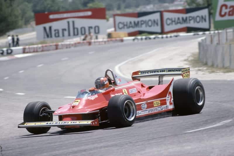 Gilles Villeneuve in a Ferrari 312T5.