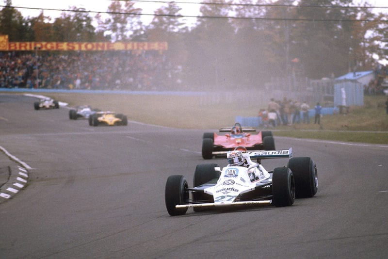 Alan Jones heading to a win in his Williams FW07B Ford.