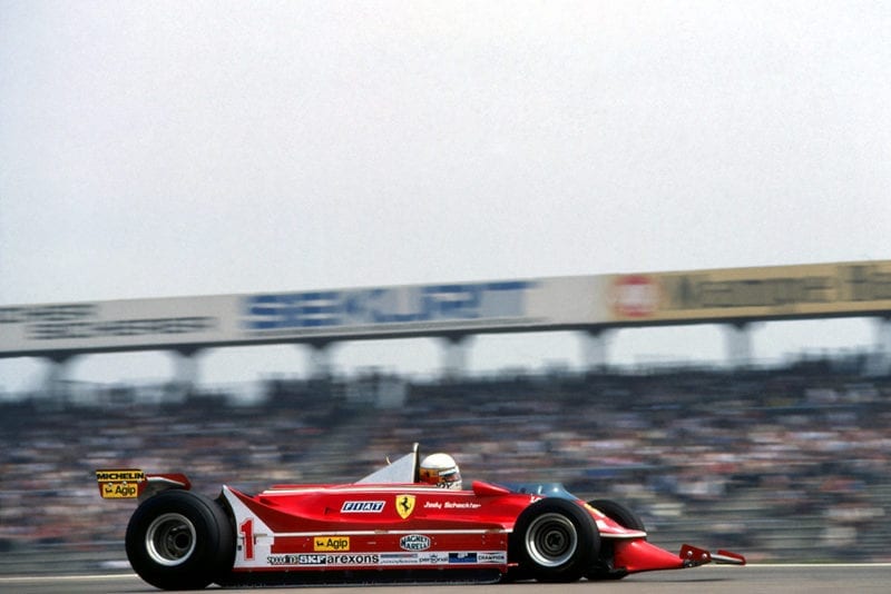 Jody Scheckter at the wheel of a Ferrari 312T-5.
