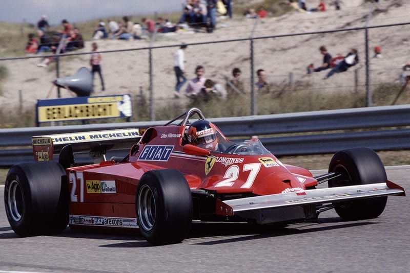 Gilles Villeneuve in his Ferrari 126CK.