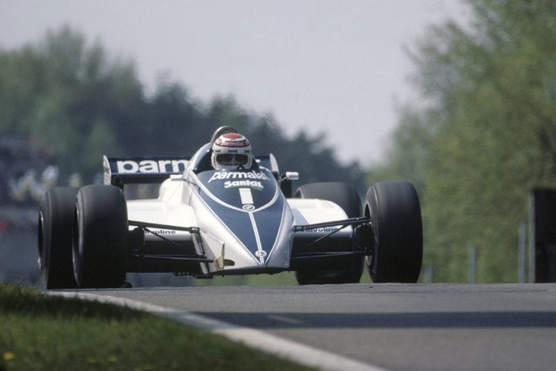 Nelson Piquet at the wheel of a Brabham BT50-BMW.