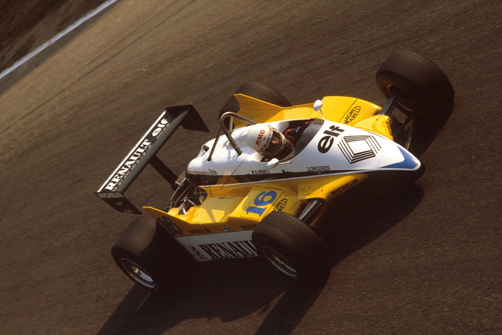 Rene Arnoux in his Renault RE30B.