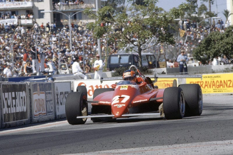 Gilles Villeneuve in his Ferrari 126C2) was disqualified for an illegal rear wing.
