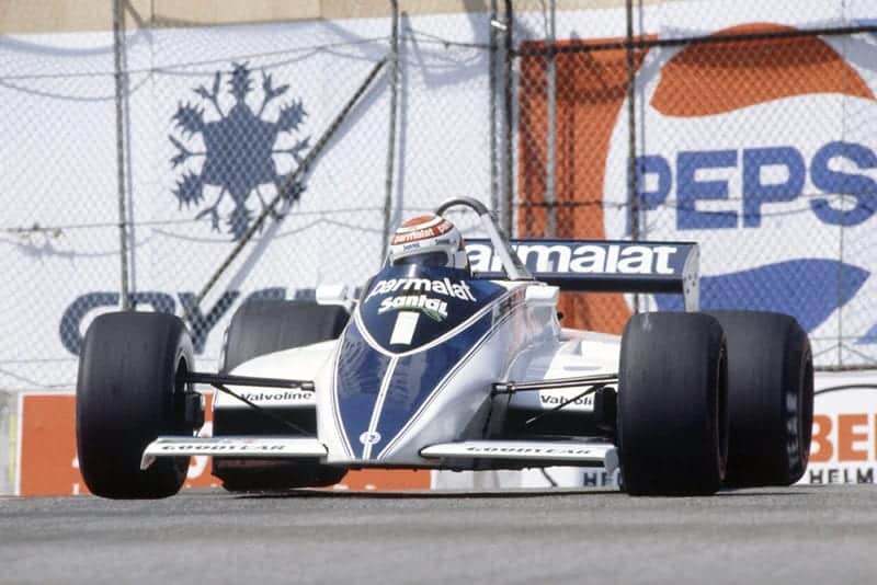 Nelson Piquet in his Brabham BT49D-Ford Cosworth), he later retired.