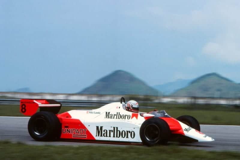 Niki Lauda in his McLaren MP4B.