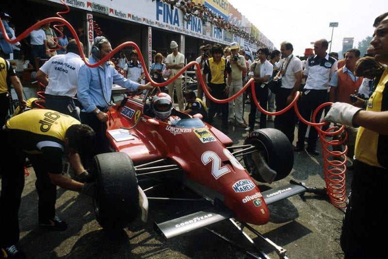 Mario Andretti's Ferrari 126CK in the pits.