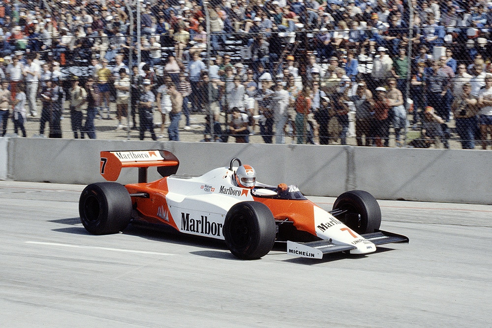 John Watson heading for a win in his McLaren MP4/1C Ford.