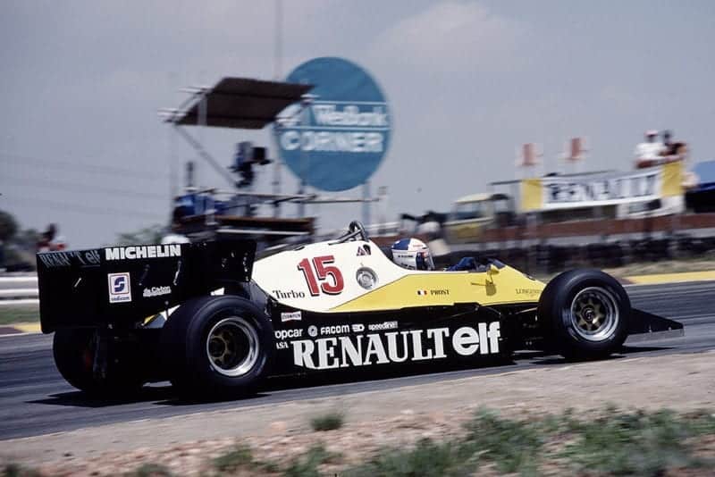 Alain Prost driving a Renault RE40.