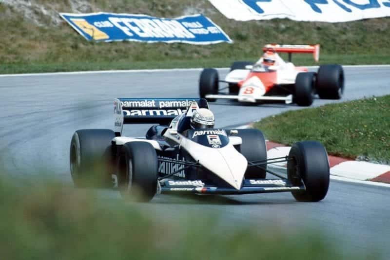 Riccardo Patrese in a Brabham BT52B did not finish.