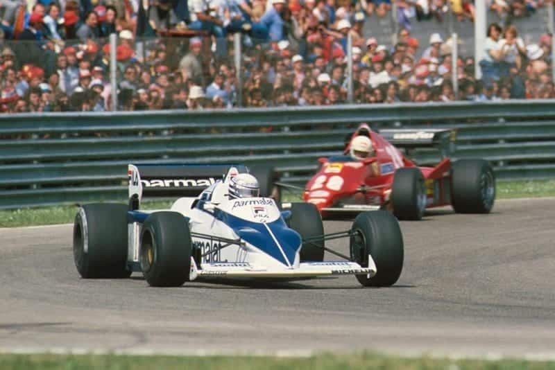 Riccardo Patrese's Brabham leads the Ferrari of Rene Arnoux.