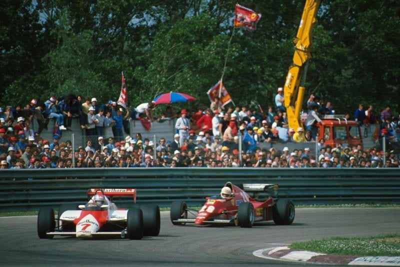 John Watson, McLaren, leads the Ferrari of Rene Arnoux.