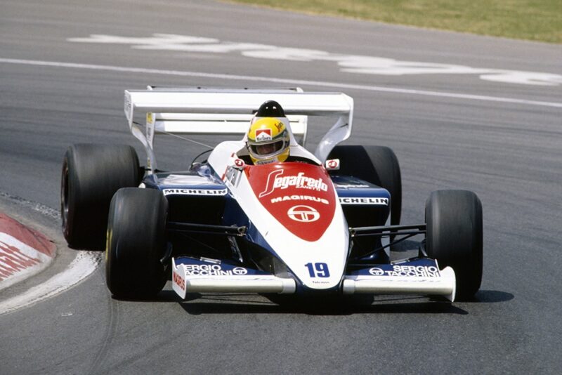 Ayrton Senna in his Toleman TG184-Hart.