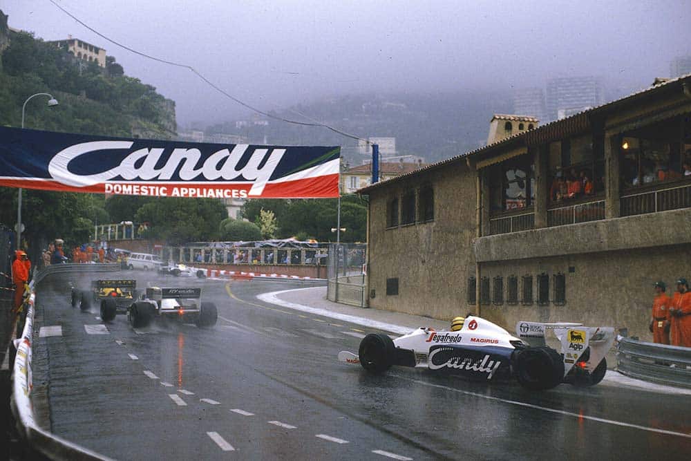 Ayrton Senna at Rascasse in his Toleman TG184 Hart.