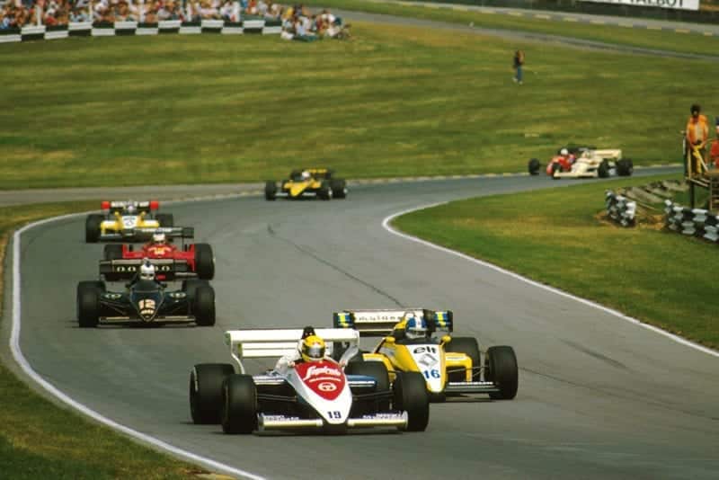 Ayrton Senna in 3rd in his Toleman TG184.