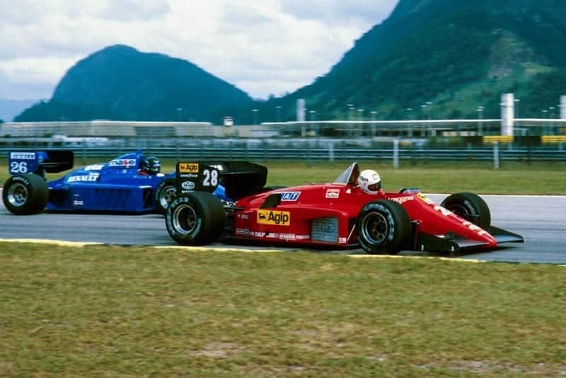 Rene Arnoux in his Ferrari Ferrari 156/85.