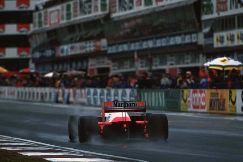 Alain Prost in his McLaren MP4/2B.