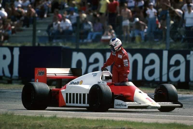 Alain Prost (McLaren MP4/2C) finished in 6th place but ran out of fuel.