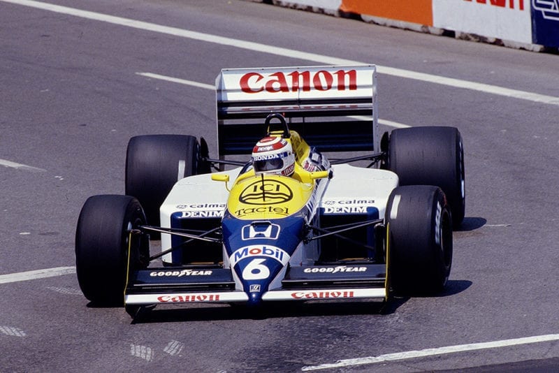 Nelson Piquet at the wheel of his Williams FW11B Honda.