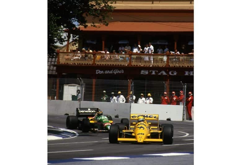 Ayrton Senna corners in his Lotus 99T.