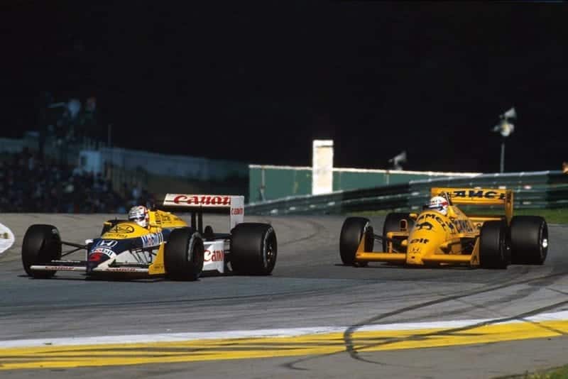 Nigel Mansell driving his Williams FW11B.
