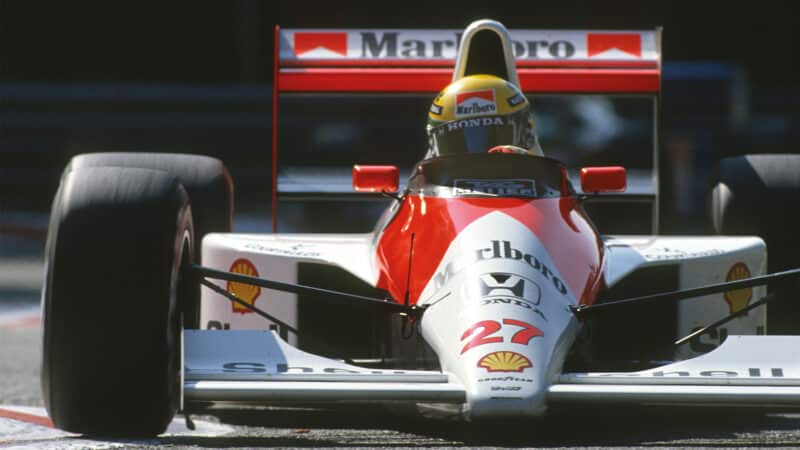 Ayrton Senna (McLaren-Honda) in the 1990 Belgian Grand Prix in Spa-Francorchamps. Photo: