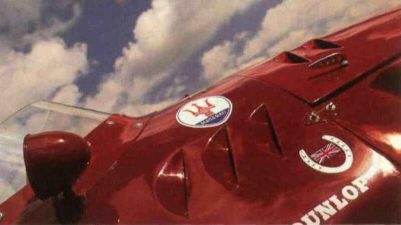 Air deflector at front of Maserati 250F cockpit