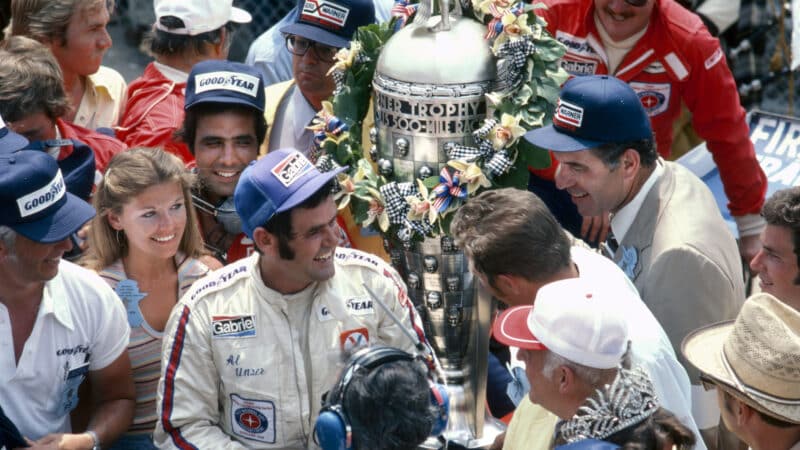 Al Unser celebrating 1978 Indianapolis 500 win