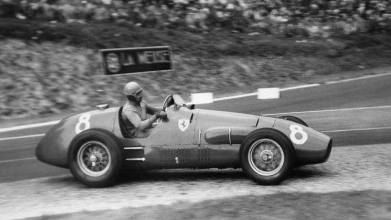 Alberto Ascari in the 1952 French Grand Prix at Rouen les Essarts