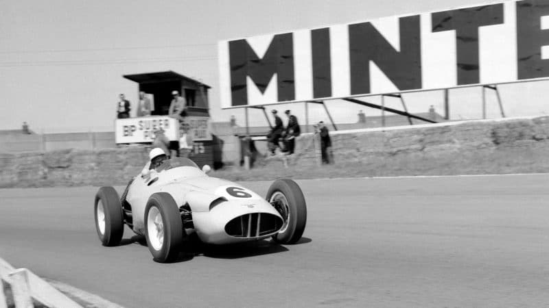BRM of Stirling Moss in 1959 British Grand Prix at Aintree