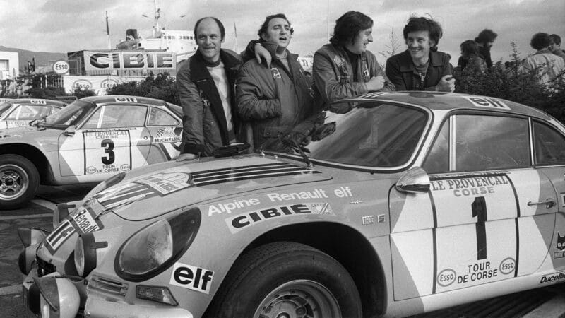 Bernard Darniche, Jean-Pierre Nicolas, Jean-Luc Terrier and Jean-François Piot ALpine 1973 Corsica Rally