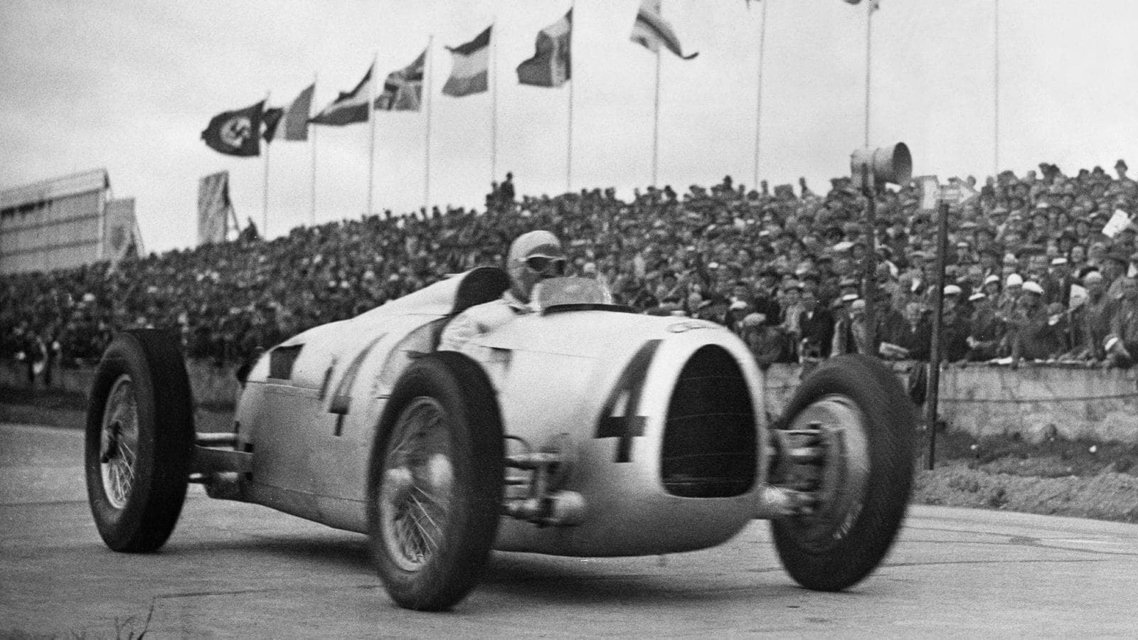 Bernd Rosemeyer for Auto Union in the 1936 German Grand Prix at the Nurburgring