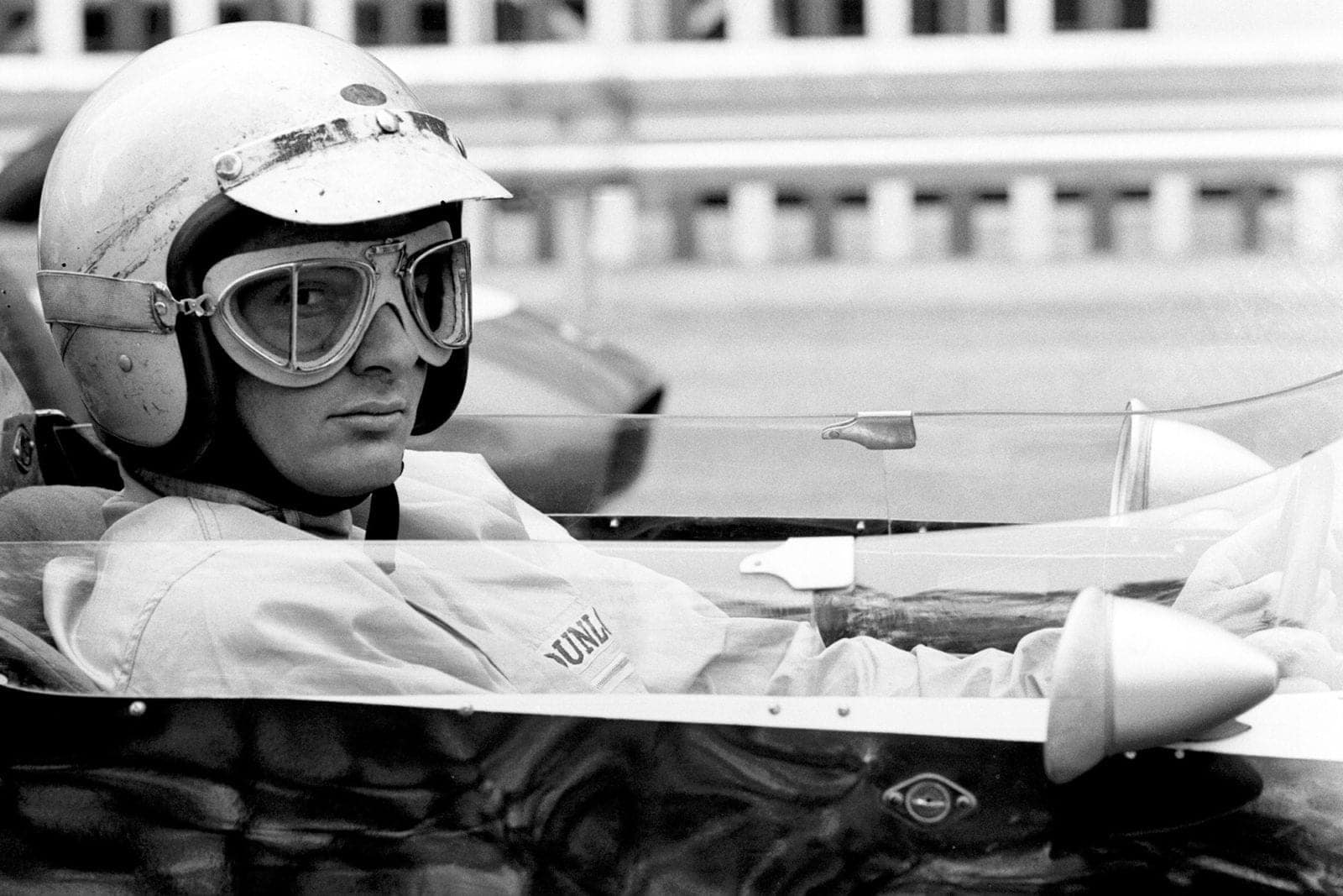 Bruce McLaren looks sideways ahead of the 1962 Monaco Grand Prix