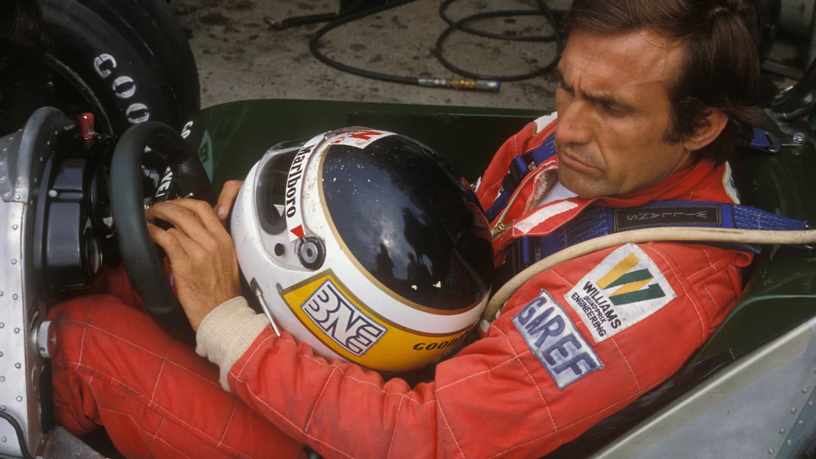 Carlos Reutemann in his Williams ahead of the 1980 South African Grand Prix