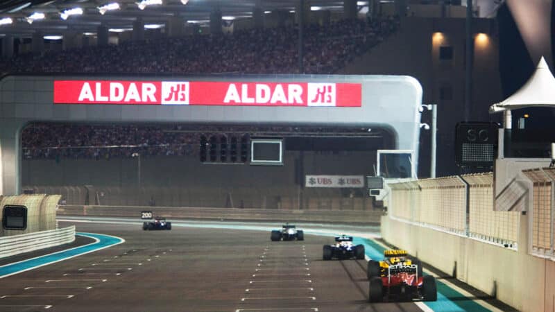 Cars in line during 2010 Abu Dhabi Grand Prix