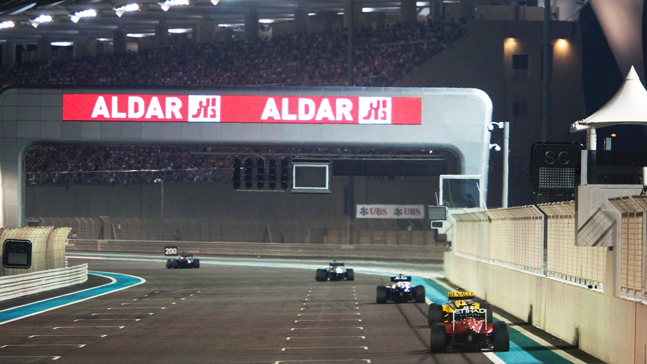 Cars in line during 2010 Abu Dhabi Grand Prix