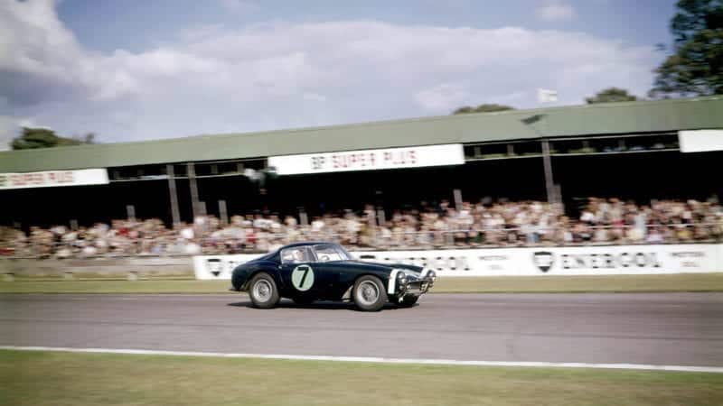 Colour photo of Stirling Moss' Ferrari 250 GT on his way to victory in the 1961 Tourist Trophy at Goodwood
