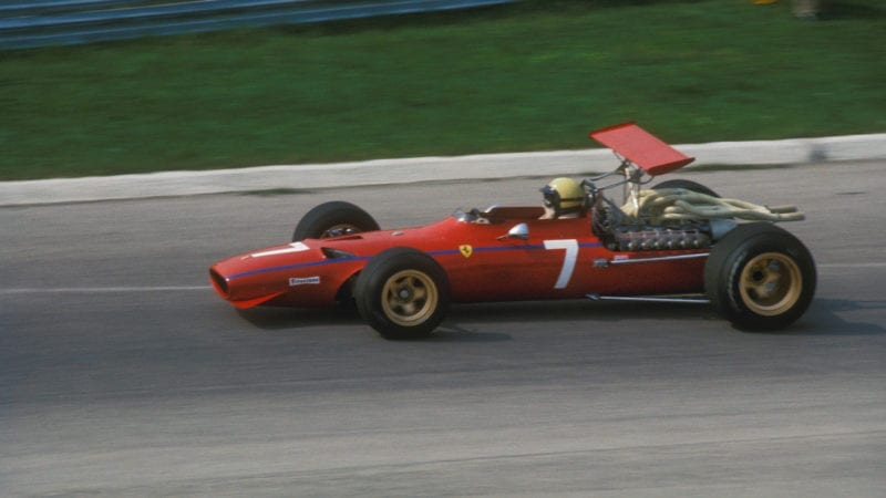 Derek Bell driving for Ferrari at the 1968 F1 italian Grand prix at Monza