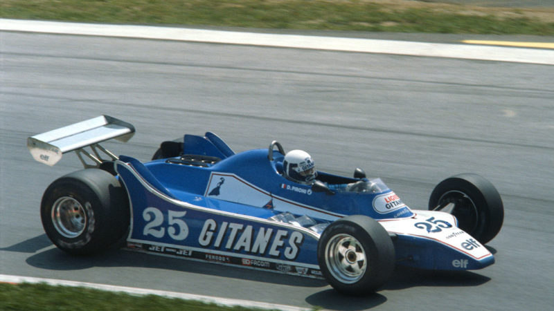 Didier Pironi (Ligier-Ford) in the 1980 Austrian Grand Prix at the Osterreichring. Photo: Grand Prix Photo